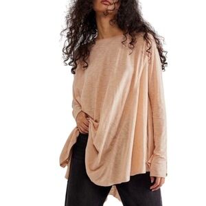 We The Free Nude Aria Trapeze Long Sleeve Bohemian Swing Relaxed Top Misty Pink